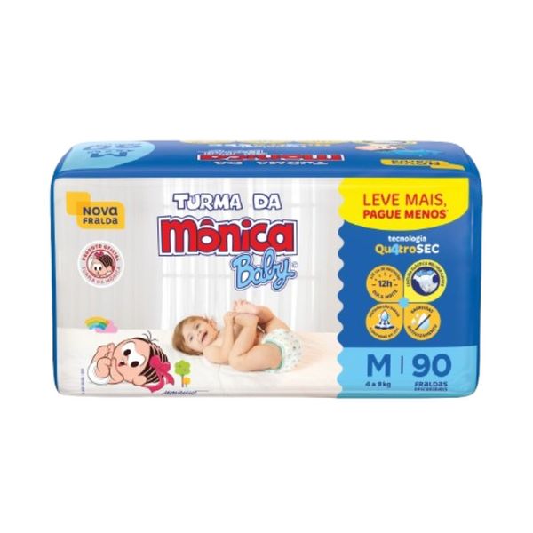 Fralda Turma da Mônica Baby Giga M 90 Unidades