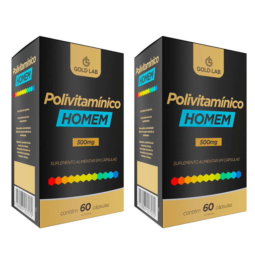 Kit C/2 Polivitamínico Homem C/60 Cápsulas - Gold Lab