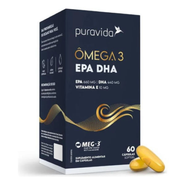 Kit com 3 Ômega 3 EPA e DHA com Vitamina E - 1411 mg de Ômega 3 - 60 Softgels