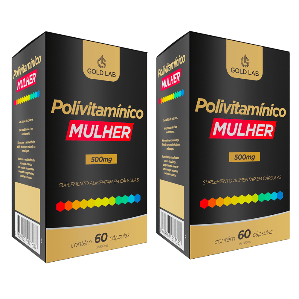 Kit com 2 Polivitamínico Mulher - 60 Cápsulas - Gold Lab