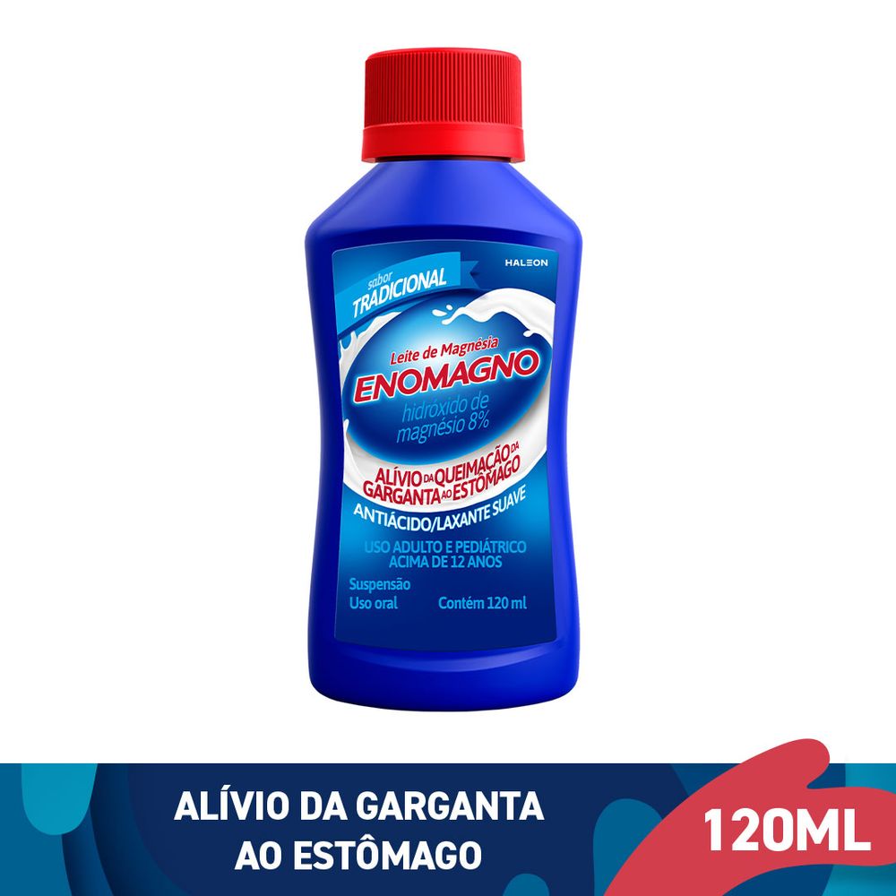 Leite de Magnésia Eno 8% Sabor Tradicional Suspensão Oral 120ml