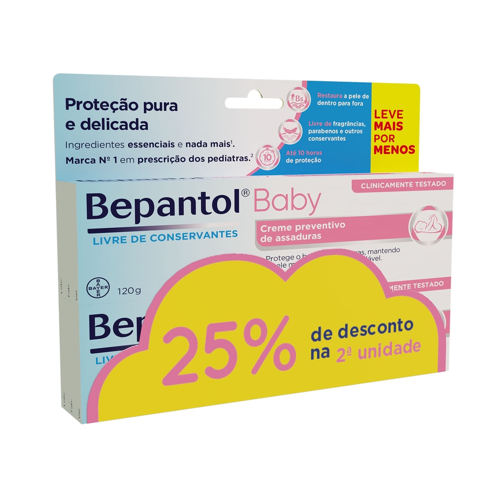 Kit Pomada para Assadura Bepantol Baby 120g 2 Unidades 25% Off na Segunda Unidade