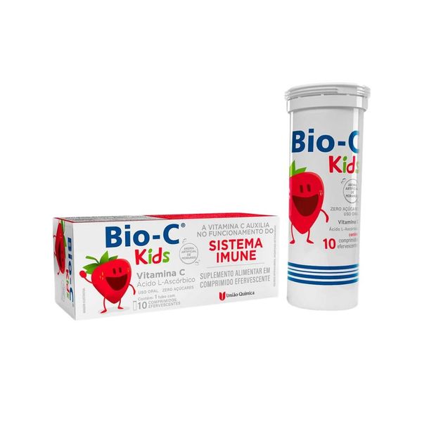 Bio-C Kids 100mg Sabor Morango 10 Comprimidos Efervescentes