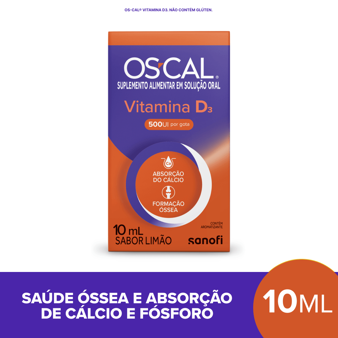Oscal Vitamina D3 500UI Sabor Limão Gotas 10ml