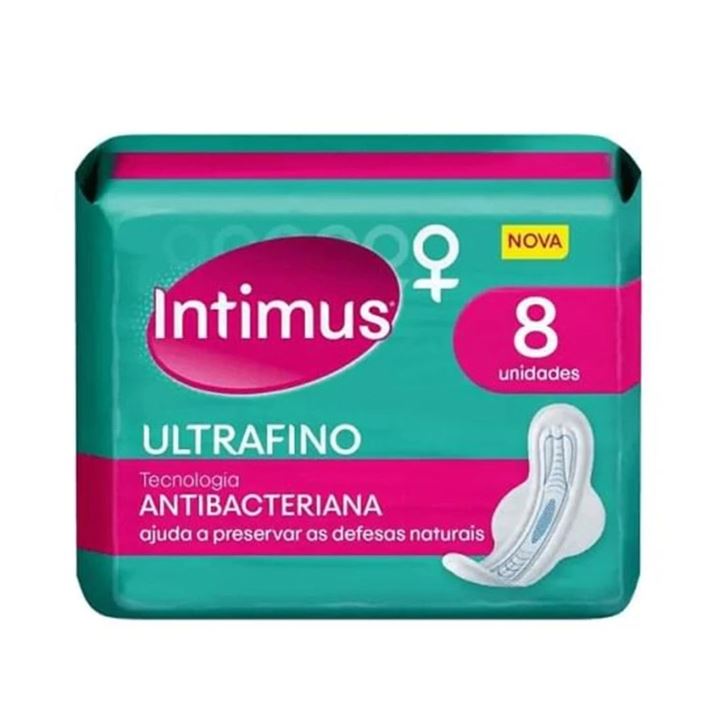 Absorvente Intimus Antibacteriano com Abas – 8 Unidades