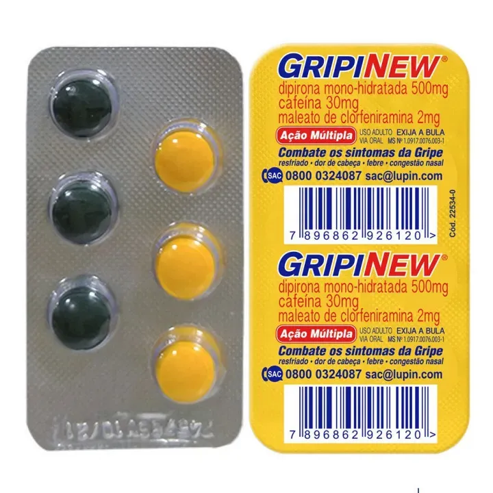 Gripinew 250mg + 30mg + 250mg + 2mg 6 Comprimidos Revestidos